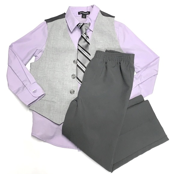 George Other - George Boys Size 4 Purple and Gray 4 Piece Suit Set